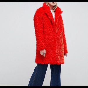 Asos Design coat in fluffy borg